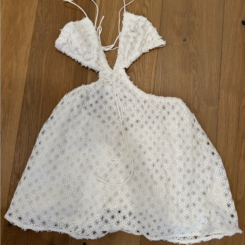 White Detailed Lace Mini Dress